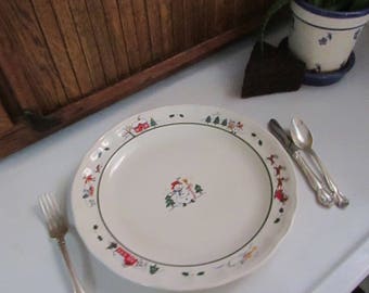 Pfaltzgraff Snow Village Dinner Plate – Snowman & Village 11” Dinner Plate – Vintage Christmas Pfaltzgraff Dinnerware – Discontinued Pattern