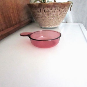 Cranberry Visions OR Amber Vision Grab- It Pot – Round Pot with Tab Handle - Vintage Corning Visions Non- Metal Cookware – No Cover