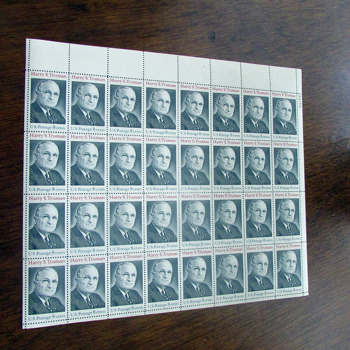1973 Harry S. Truman Stamps 8 Cent US Postage Stamp Sheet Etsy