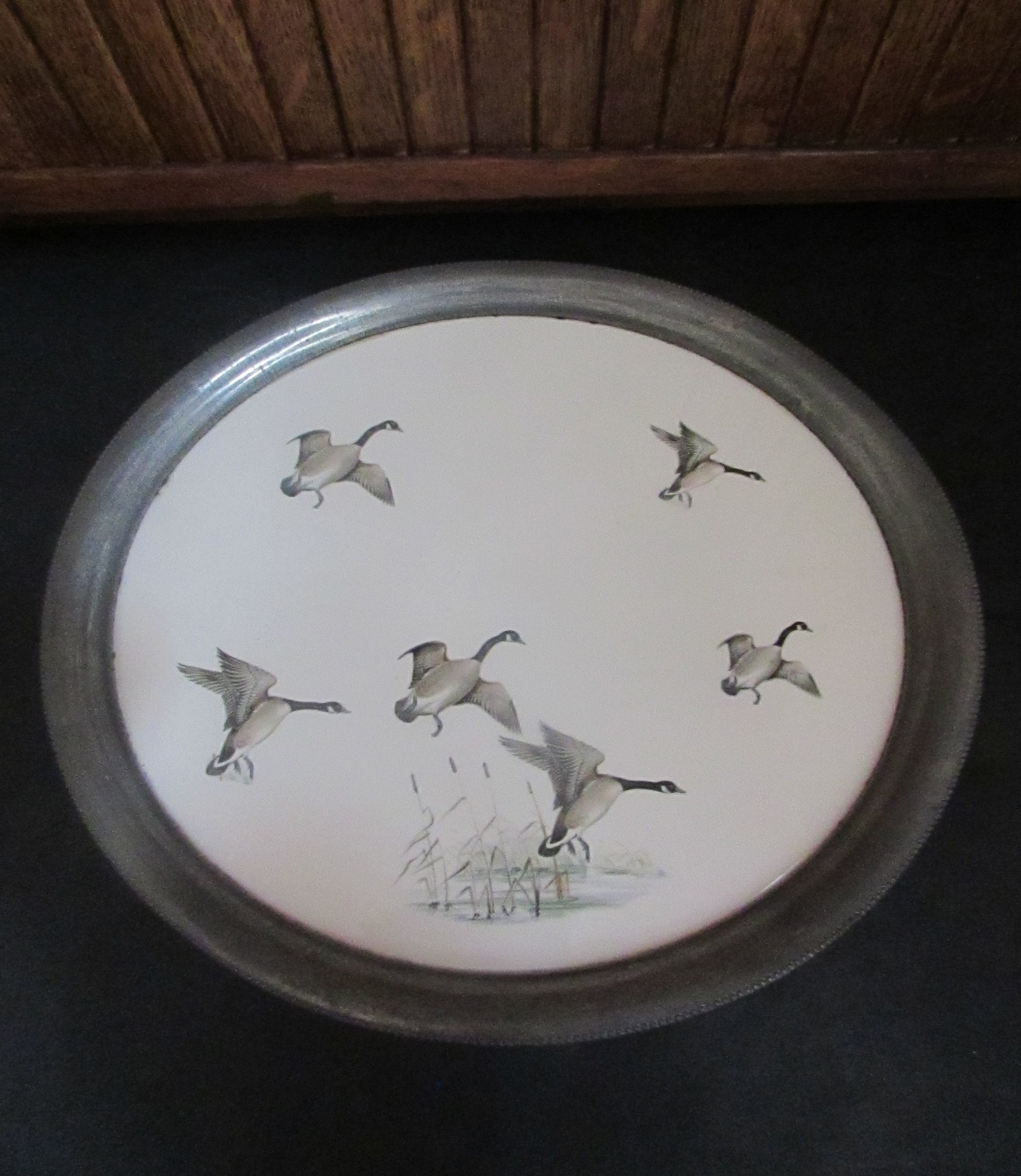Geese Tray Tile Geese in Flight Over Marsh Pewter Framed Etsy