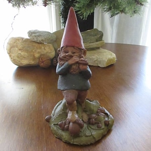Pops Gnome Retired Tom Clark Gnome Sculpture – Gnome Playing Flute - Vintage Collectible Gnome Musician – Cairn Studio
