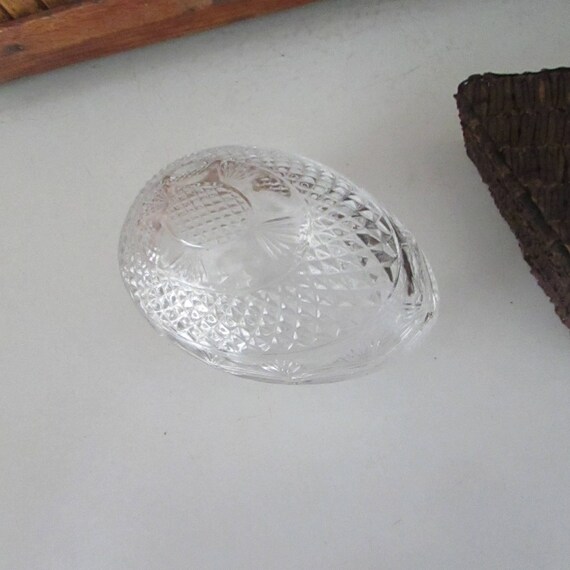 Lead Crystal Glass Egg Trinket Box Covered Egg Dish … Gem
