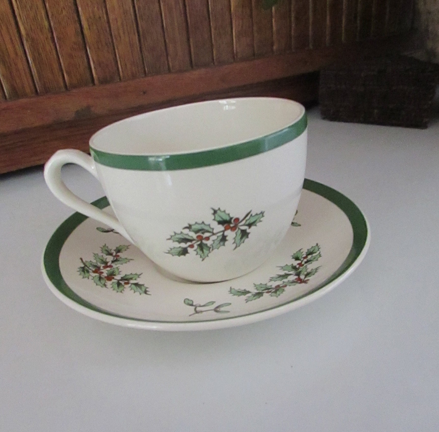 Spode Tea Cup and Saucer - Spode Christmas Tree Pattern S3324