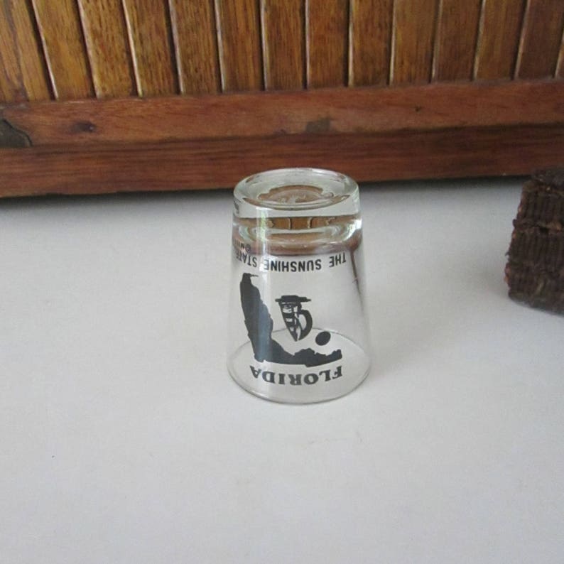 Vintage Souvenir Barware Florida Souvenir Shot Glass \u2013 The Sunshine State Clear Glass Jigger