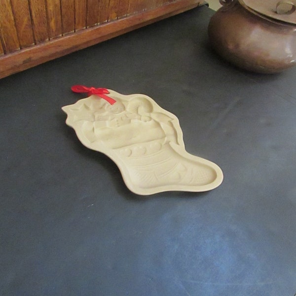 1987 Christmas Stocking Cookie Mold – Stocking with Hearts Shortbread Mold – 1987 Retired/ Discontinued Mold - Brown Bag Cookie Art