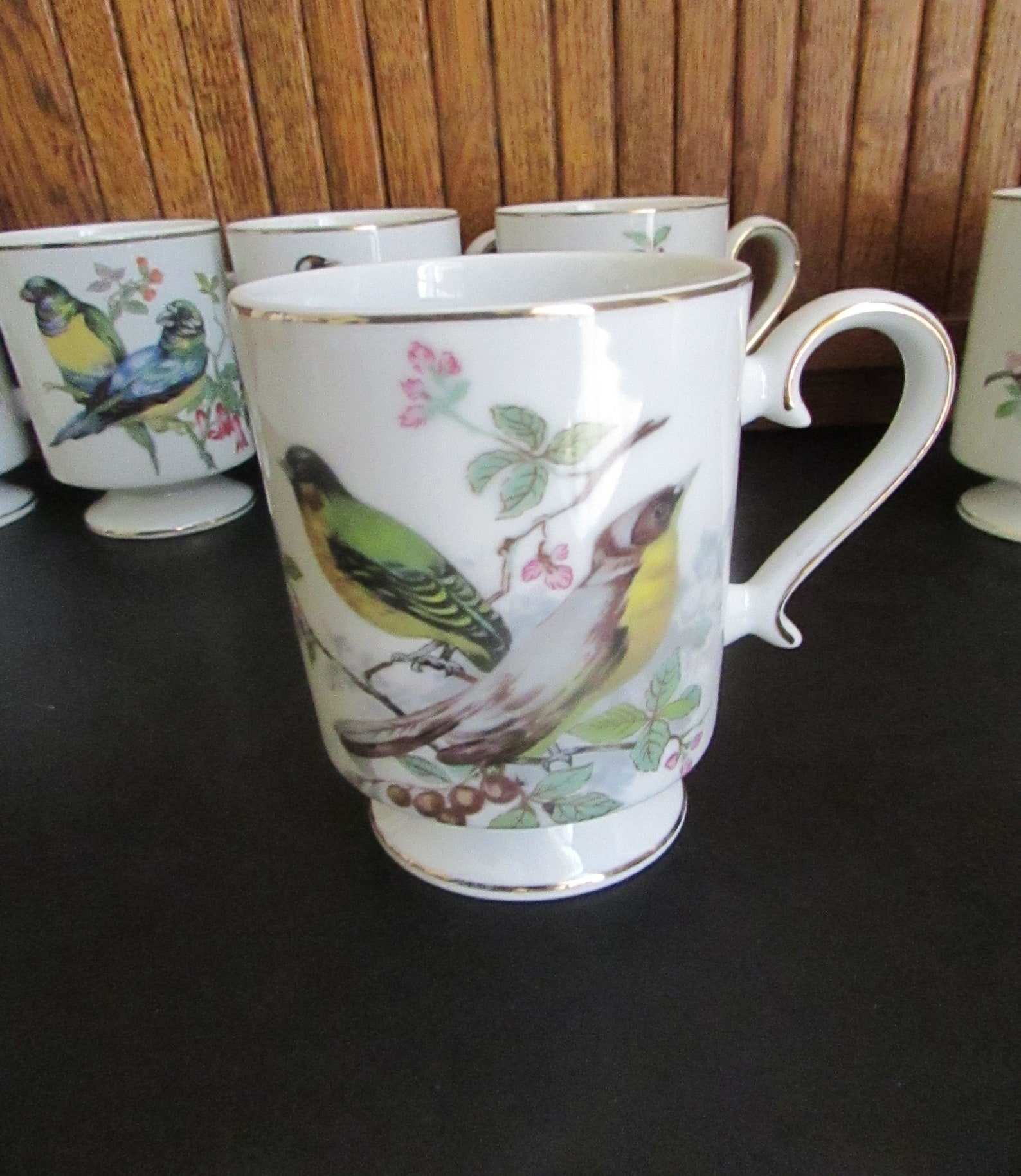 Colorful Song Bird Mug Set of 6 Mugs 8oz Handled Pedestal Etsy
