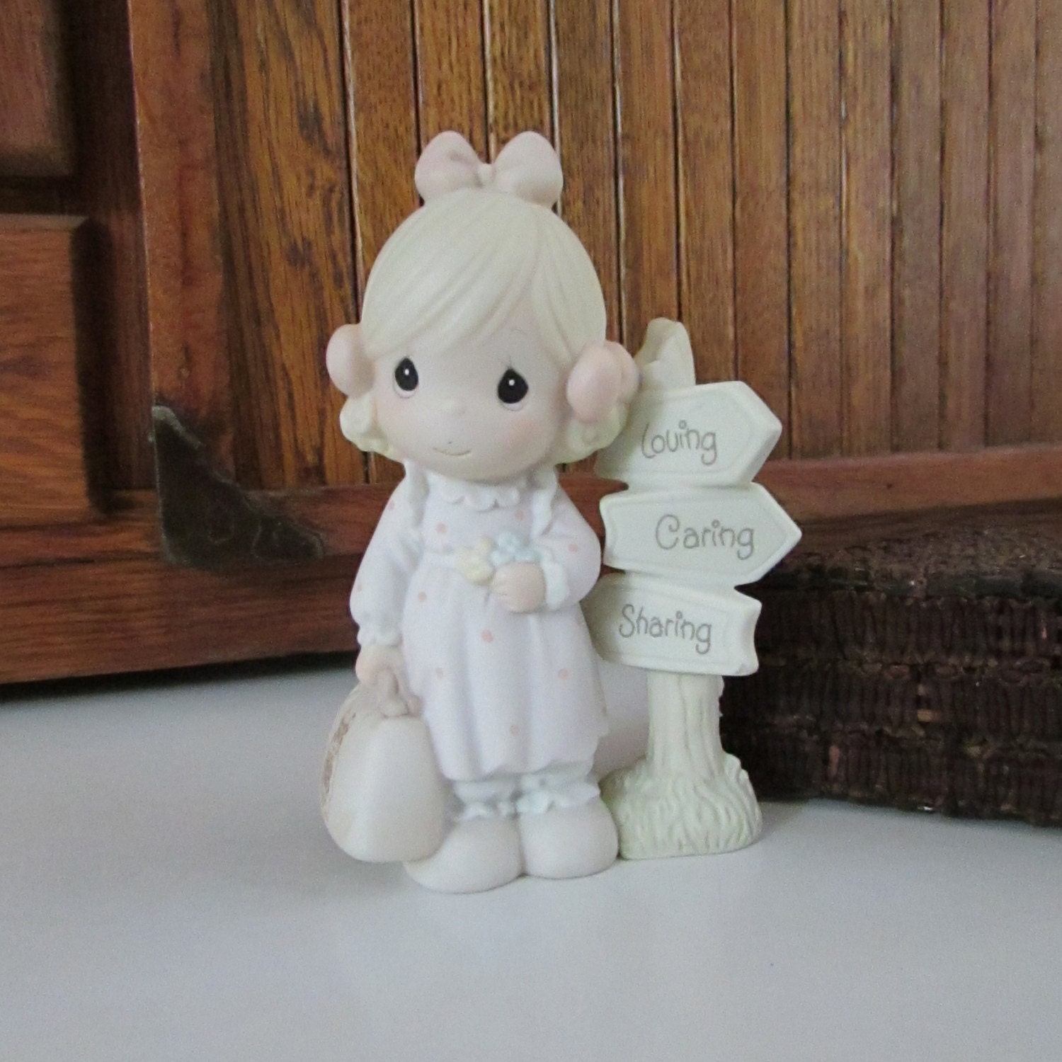 Precious Moments Figurine  – Girl at Crossroads – Loving, Caring, & Sharing Along The Way – C0013 - Vintage Precious Moments Collectible