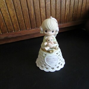 Life’s Beary Precious With You -Vintage Precious Moments Trinket Box –Bell Shaped with Hinged Lid & Openwork Base –Collectible Jewelry Box