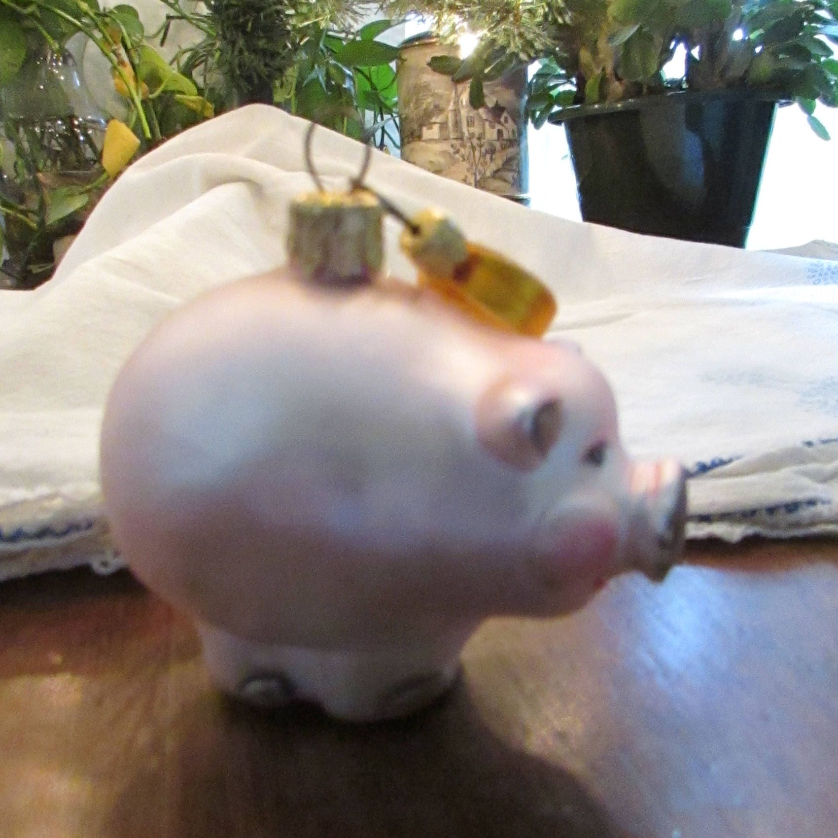 Piggy Bank Ornament Blown Glass Pink Pig Bank Christmas Etsy Canada