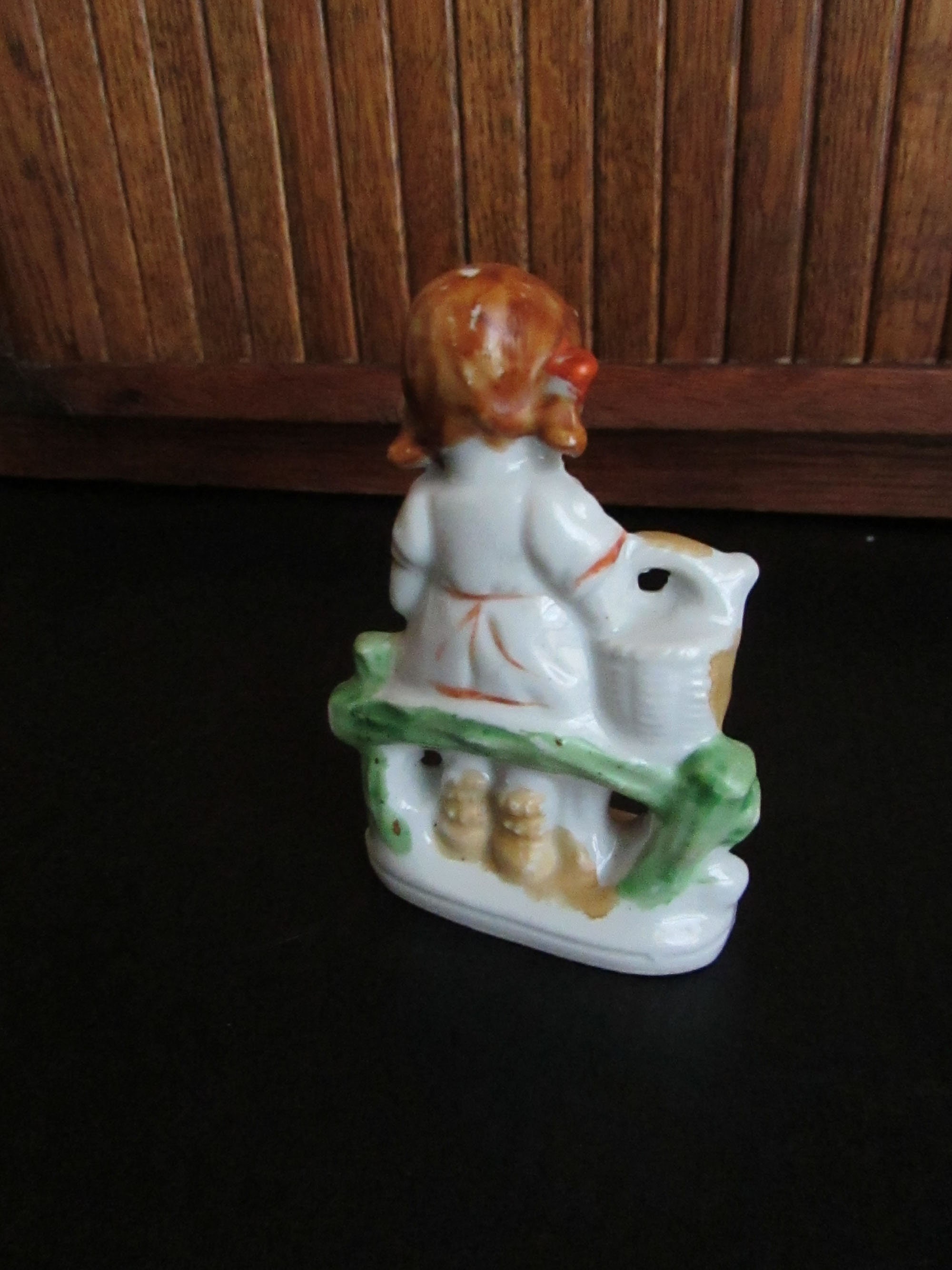 Girl With Flower Basket & Bouquet Figurine – Small Vintage
