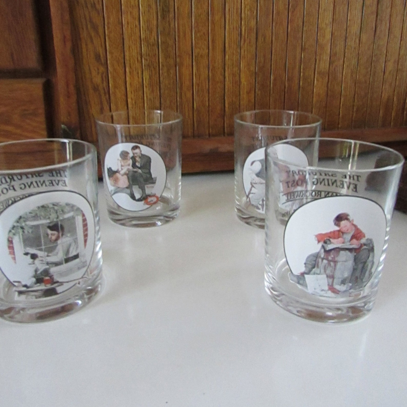 Norman Rockwell Saturday Evening Post Glasses Set of 4 Etsy