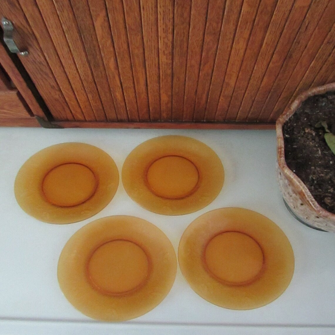 Small Floral Amber Plates amber Glass Dessert Plates set of Etsy