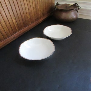 Set of 2 Empress Berry Bowls – Elegant White and Gold China by Heinrich (H & C) Bavaria –Vintage Dessert Sauce Bowls with Scalloped Rim
