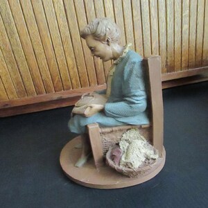 Grandma in Chair with Embroidery Figurine Rebecca Tom Clark Sculpture Thomas Clark Retired Collectible Figurine Cairn Studio image 5