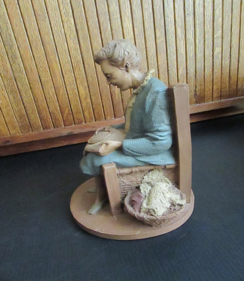 Grandma in Chair with Embroidery Figurine Rebecca Tom Clark Sculpture Thomas Clark Retired Collectible Figurine Cairn Studio image 5