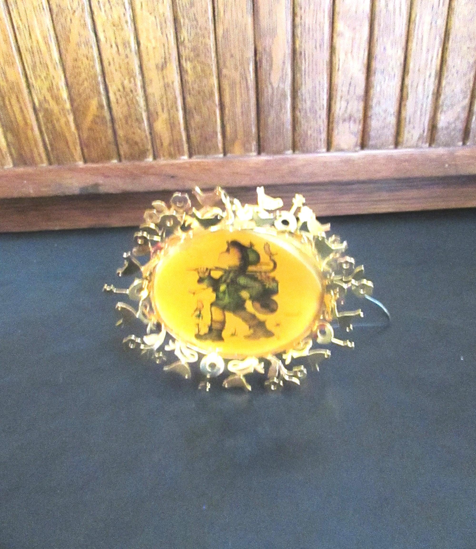 The Runaway Hummel Ornament – Boy with Bindle/ Sack on Stick  - 24K Gold Filigree Frame – Vintage Hummel Christmas Ornament Collection
