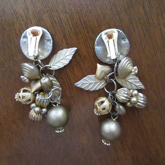 Large, Chunky, Dangling Drop Charm Clip On Earrin… - image 9