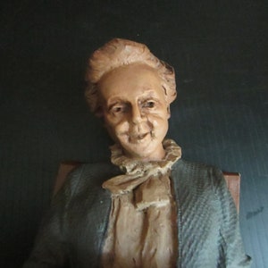 Grandma in Chair with Embroidery Figurine Rebecca Tom Clark Sculpture Thomas Clark Retired Collectible Figurine Cairn Studio image 2