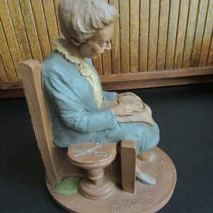 Grandma in Chair with Embroidery Figurine Rebecca Tom Clark Sculpture Thomas Clark Retired Collectible Figurine Cairn Studio image 7