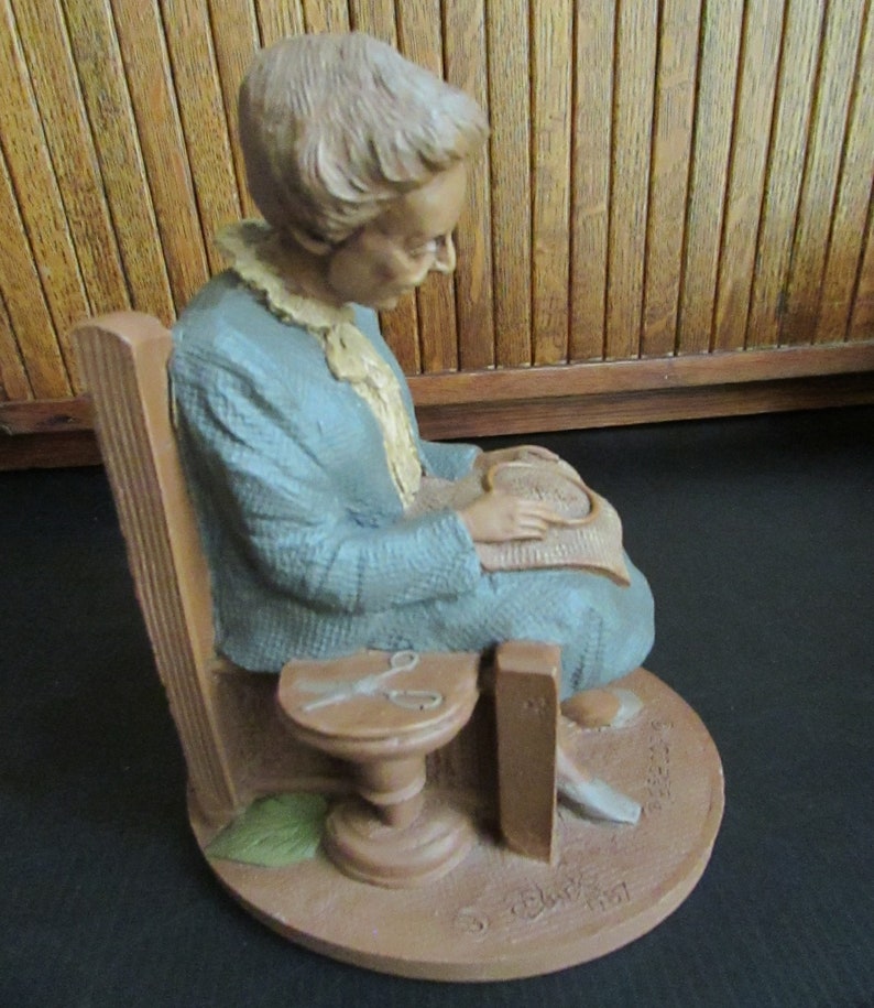 Grandma in Chair with Embroidery Figurine Rebecca Tom Clark Sculpture Thomas Clark Retired Collectible Figurine Cairn Studio image 7