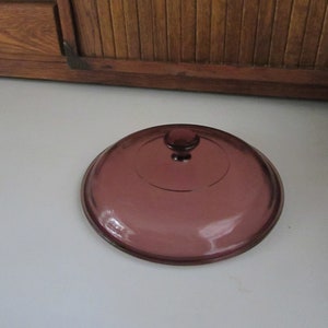 Corning Cranberry Visions Replacement Lid – Knob Handle - 623C Pyrex Lid for 1.5QT Round Casserole –Vintage Corning Cookware Cover