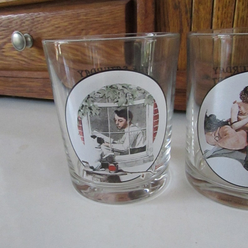 Norman Rockwell Saturday Evening Post Glasses Set of 4 Etsy