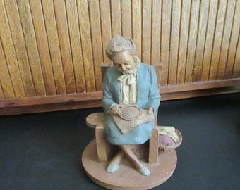 Grandma in Chair with Embroidery Figurine – “Rebecca” Tom Clark Sculpture - Thomas Clark Retired Collectible Figurine – Cairn Studio