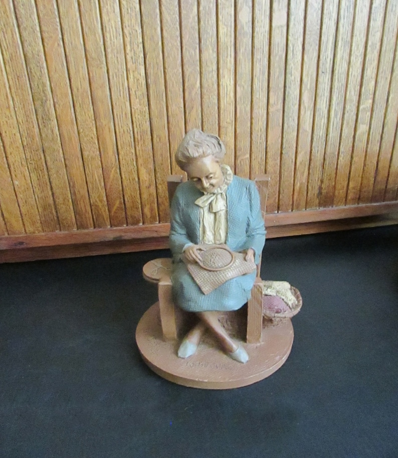 Grandma in Chair with Embroidery Figurine Rebecca Tom Clark Sculpture Thomas Clark Retired Collectible Figurine Cairn Studio image 1