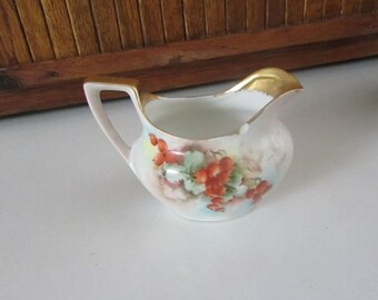 Antique Red Currants Creamer – Small Red Berries German Hand Painted Cream Pitcher –  Antique Fine German Porcelain