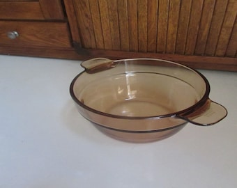 Amber Visions 1.5 QT Double Boiler Insert– Round Pot with Tab Handles– Insert for USA 1.5 or France 2L Base Vintage Corning Visions Cookware