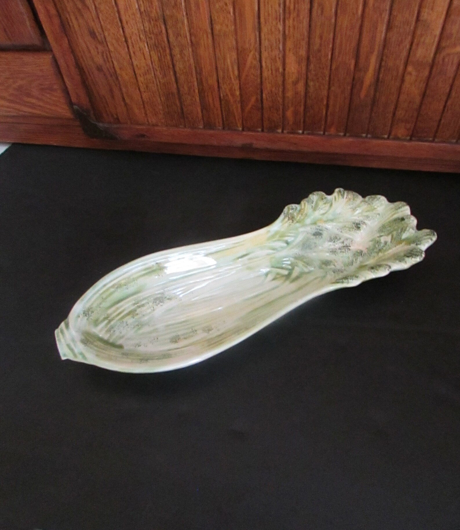 Celery Dish Figural Ceramic Serving Dish Green & White Etsy
