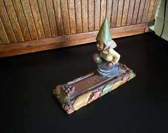 Allie Gnome Sculpture – Female Gnome Bowling at Bowling Alley - Thomas Clark Sport Gnome Statue – Retired Collectible Gnome – Cairn Studio
