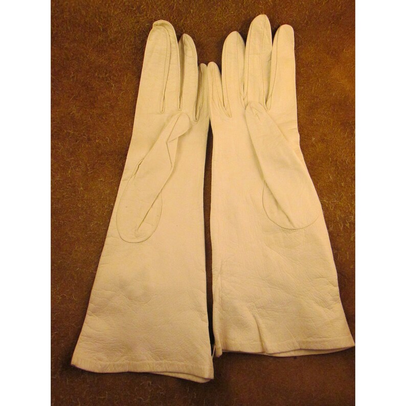 Vintage French White Leather Kidskin Gloves Beaded & Etsy