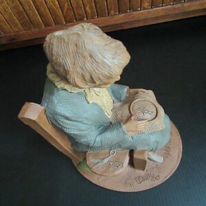 Grandma in Chair with Embroidery Figurine Rebecca Tom Clark Sculpture Thomas Clark Retired Collectible Figurine Cairn Studio image 9