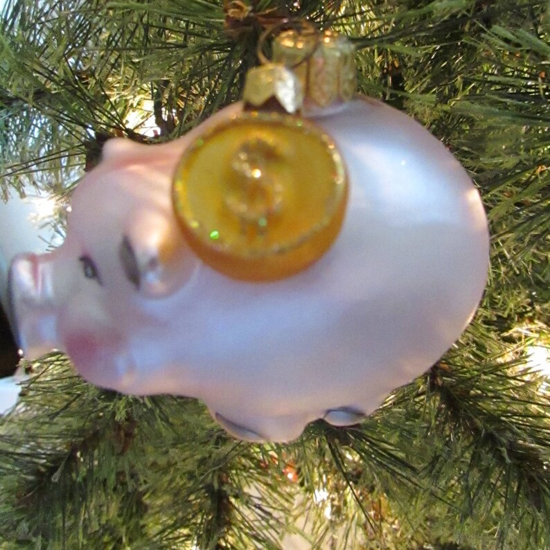 Piggy Bank Ornament Blown Glass Pink Pig Bank Christmas Etsy Canada