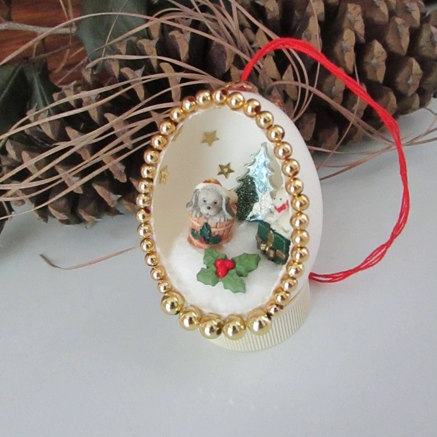 Christmas Pets Egg Ornament Puppy and Kitten Wrapped Up For Etsy