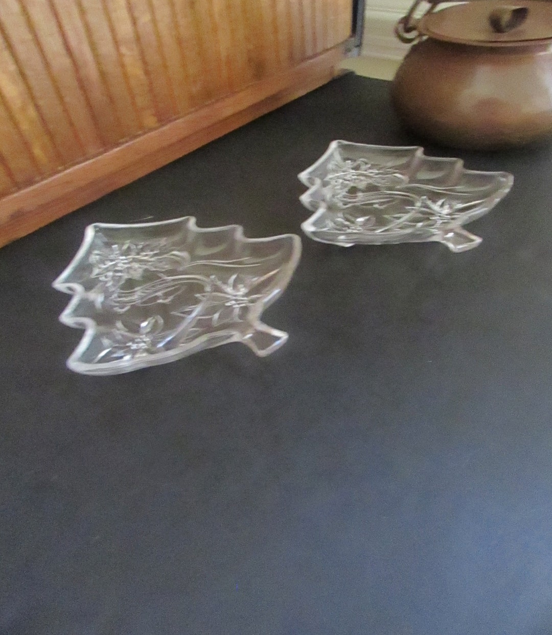 Glass Christmas Tree Candy Dishes With Bells Holly & Etsy