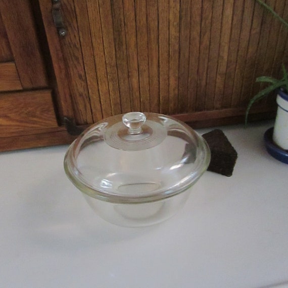Round Covered Serving Bowl Vintage Glass Covered Bowl Etsy