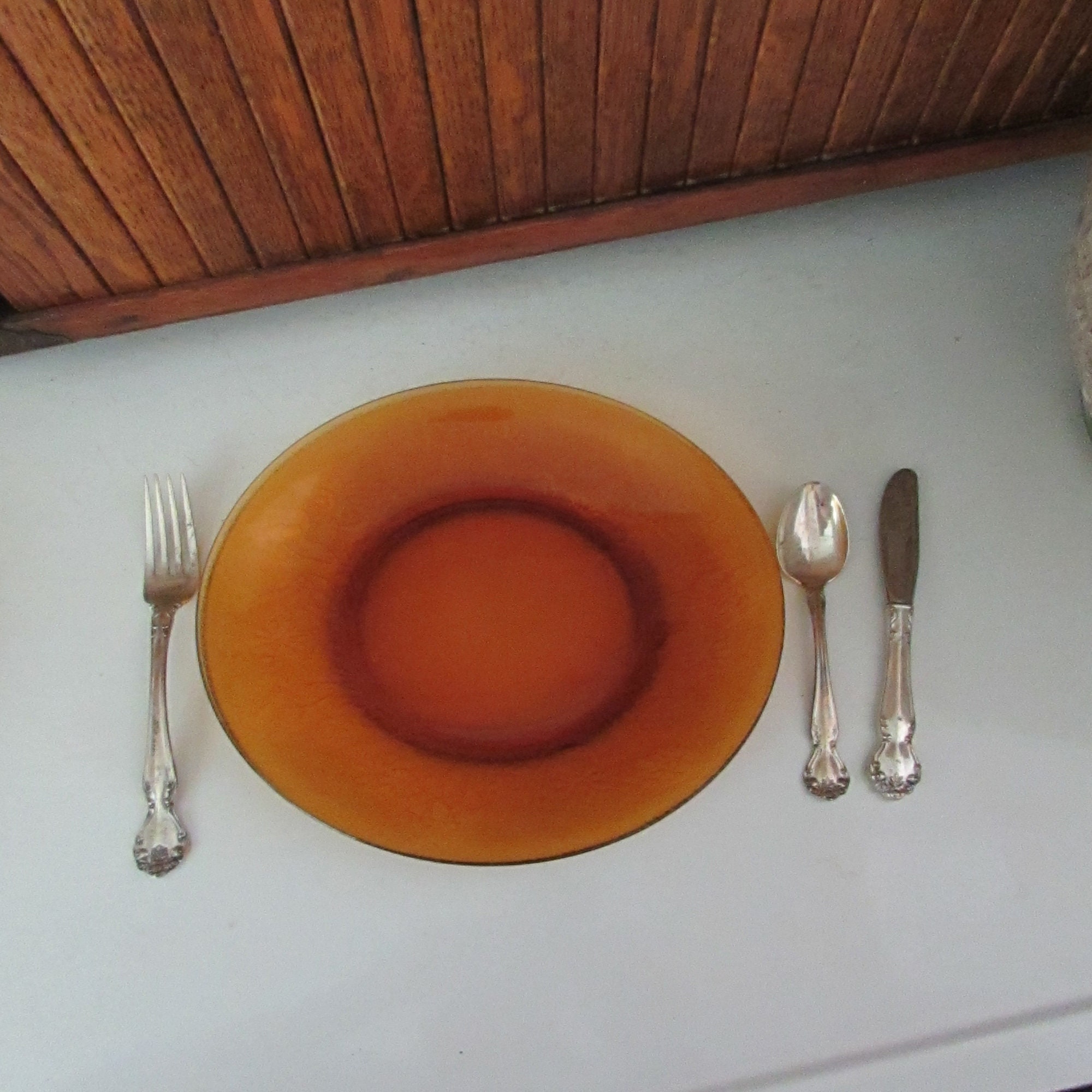 Floral Amber Plates Amber Glass Salad Plates Set of 5 | Etsy