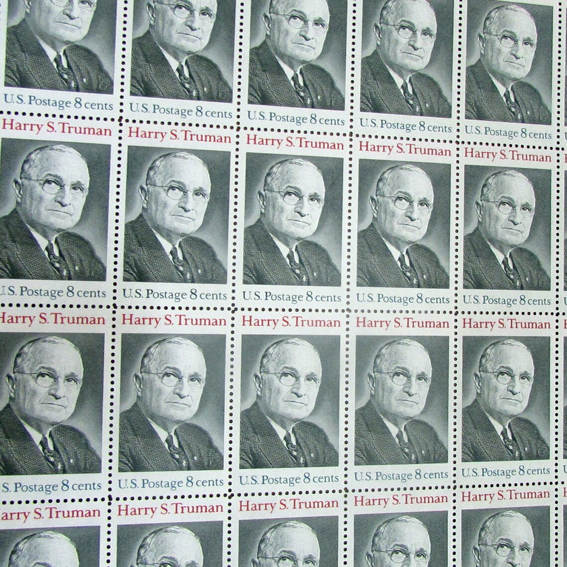 1973 Harry S. Truman Stamps 8 Cent US Postage Stamp Sheet Etsy