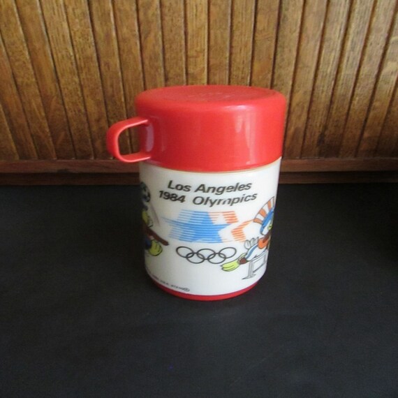 1984 Los Angeles Olympics Thermos Eagle Sam Thermos Flip Straw