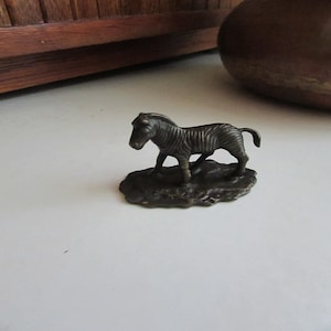 Faux Bronze Zebra Figurine – Small Detailed Zebra – Vintage Reproduction – Animal Décor