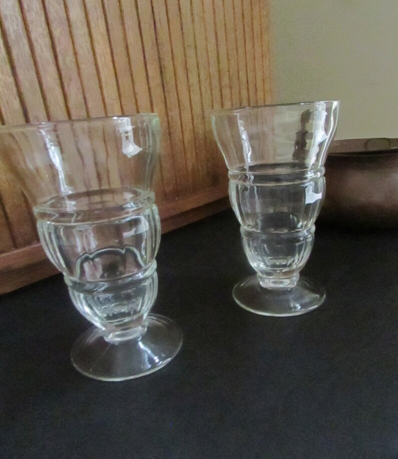 Old Fashioned Ice Cream Soda Glasses Set of 2 Bulbous Float Etsy