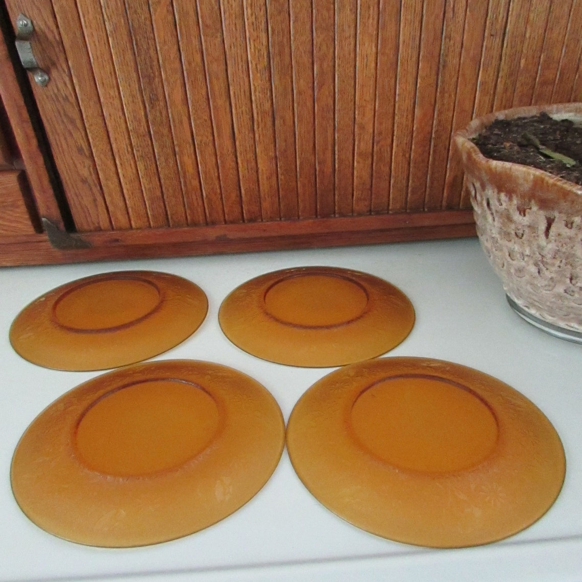 Small Floral Amber Plates amber Glass Dessert Plates set of Etsy