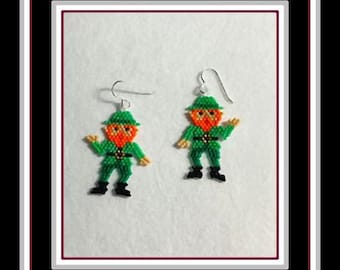 Waving Leprechaun Beaded Earrings