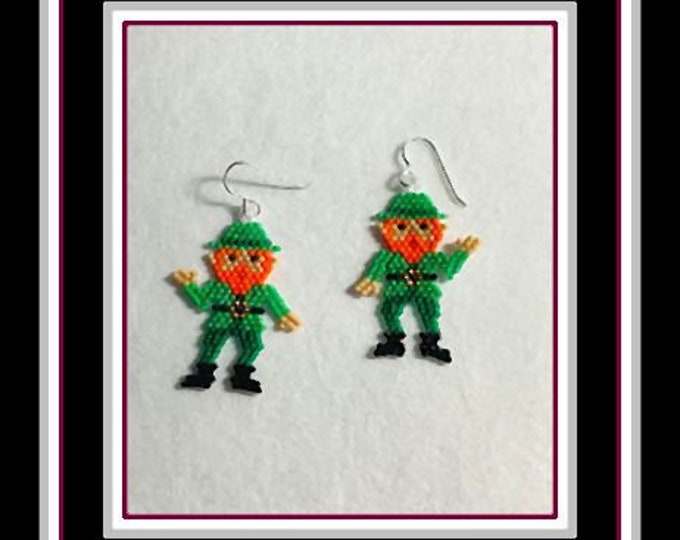 Waving Leprechaun Beaded Earrings
