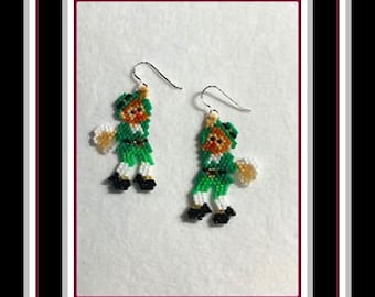 Dangling Leprechaun Beaded Earrings