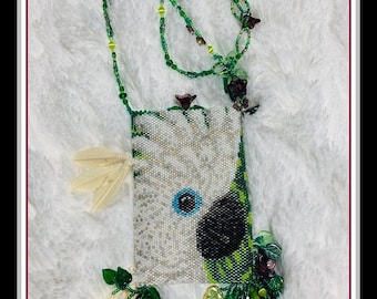 Cockatoo Beaded Pouch Necklace