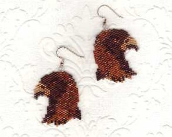 Brown Eagle Beaded Earrings