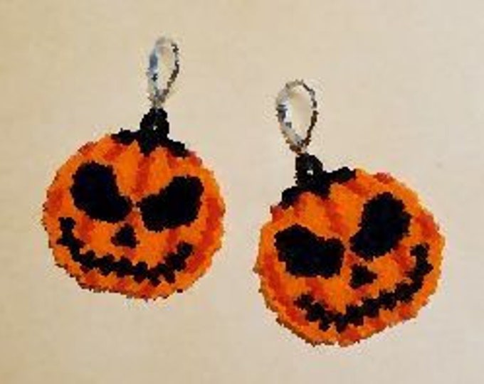 Jack O Lantern Hand Beaded Earrings